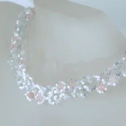 Necklace Rose Gold filled 14K - Arabesque Rose Quartz-Satin white - Necklace Rose Gold filled 14K - Rose Gold filled 14K